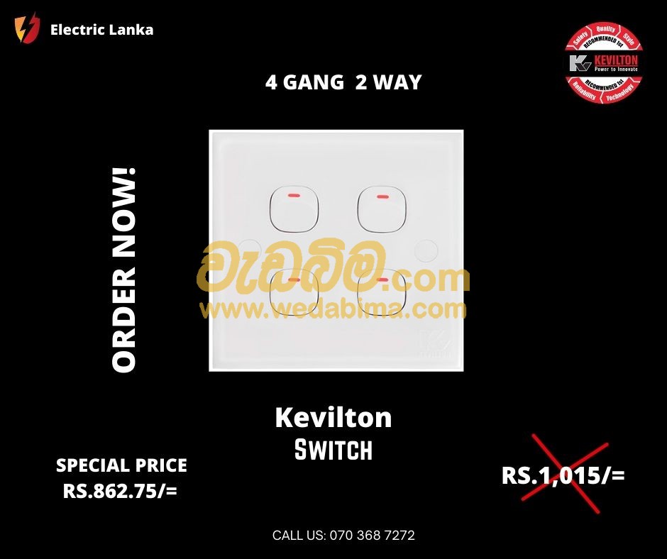 Cover image for Kevilton 4 Gang 2 Way Switch - Rathnapura