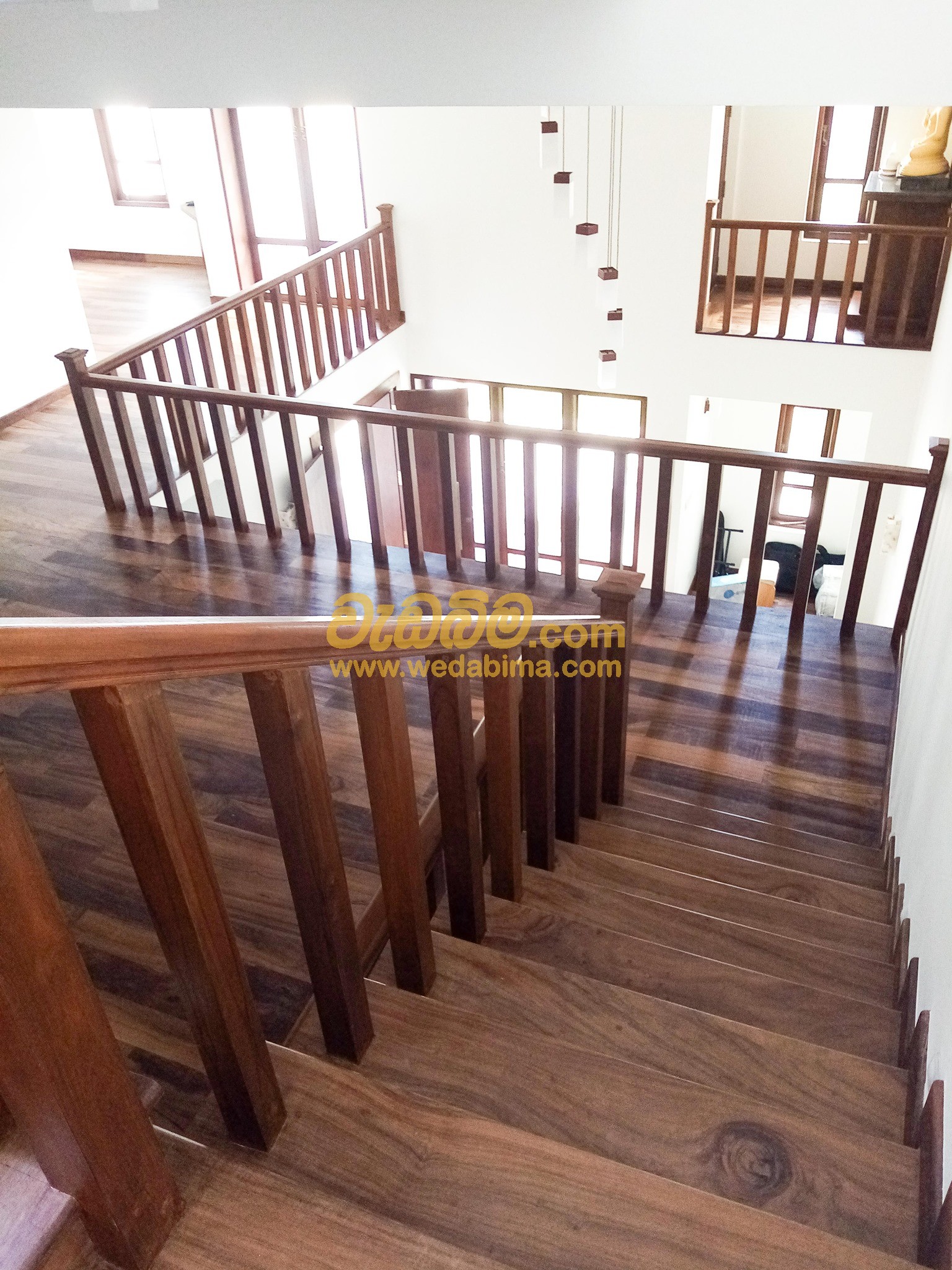 Wooden staircase railing design - Colombo
