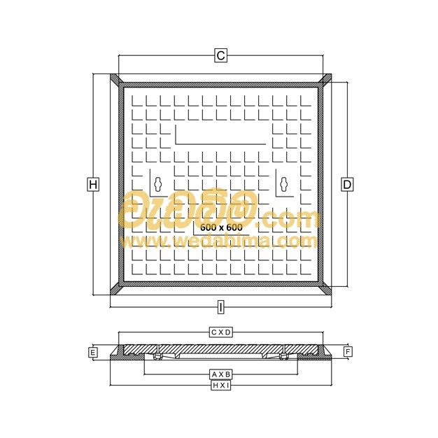 350mm x 350mm Clear Open Double Seal Cast-Iron Manhole Cover with Frame