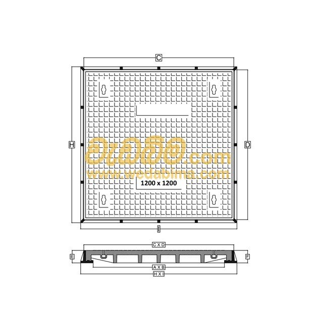 750mm x 750mm Clear Open Double Seal Cast-Iron Manhole Cover with Frame
