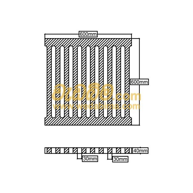 600mm x 600mm x 75mm Thick Cast-iron Grating